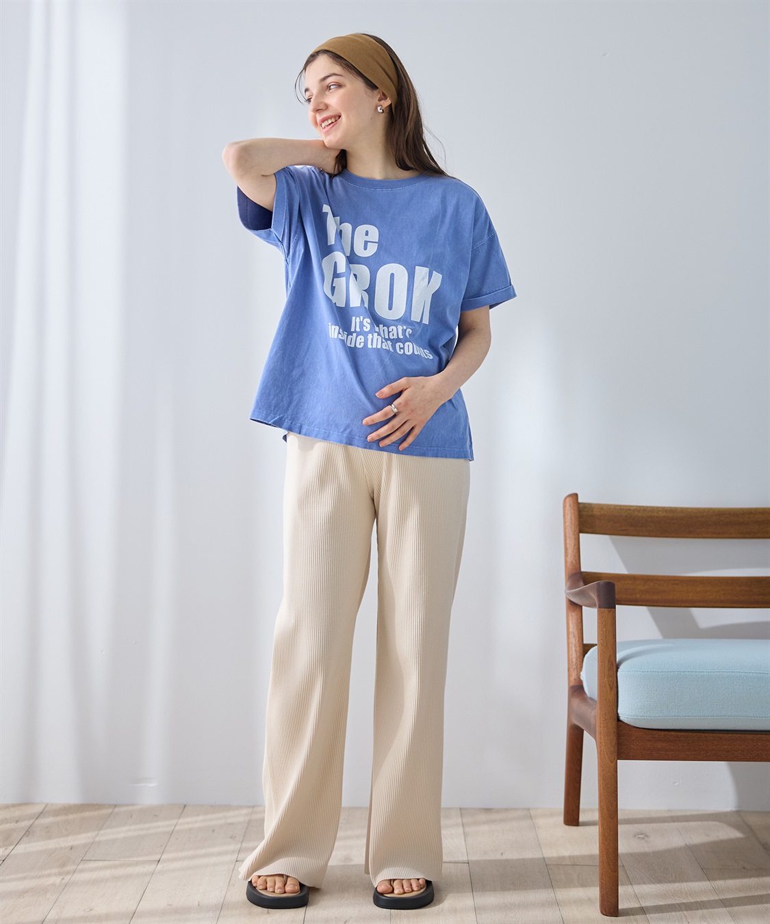 Rosemadame 産後にも活躍 セルフカットできるマタニティリブストレートらくちんパンツ（マタニティ）妊婦服 産前・産後対応_sub_5