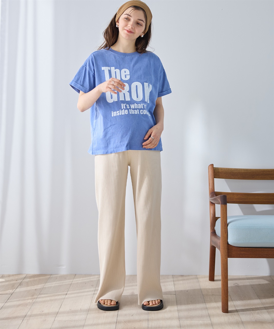 Rosemadame 産後にも活躍 セルフカットできるマタニティリブストレートらくちんパンツ（マタニティ）妊婦服 産前・産後対応_sub_7