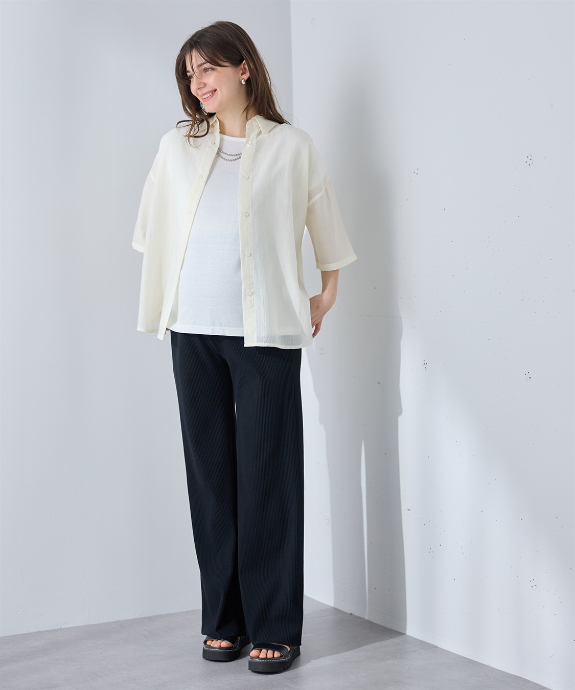 Rosemadame 産後にも活躍 セルフカットできるマタニティリブストレートらくちんパンツ（マタニティ）妊婦服 産前・産後対応_sub_10