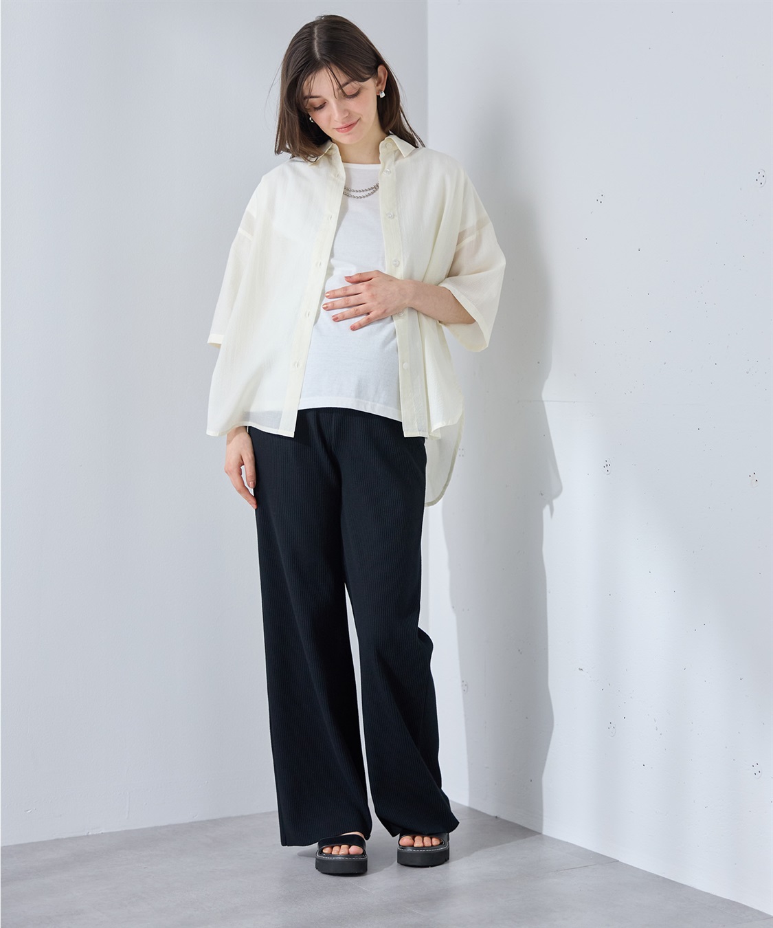Rosemadame 産後にも活躍 セルフカットできるマタニティリブストレートらくちんパンツ（マタニティ）妊婦服 産前・産後対応_sub_11