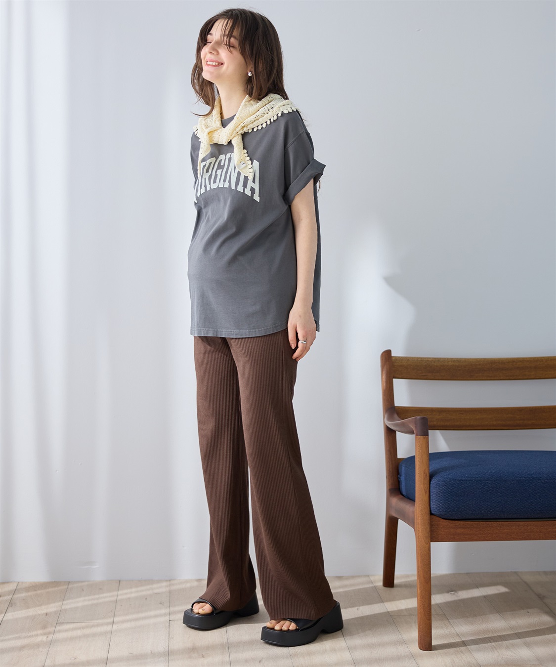 Rosemadame 産後にも活躍 セルフカットできるマタニティリブストレートらくちんパンツ（マタニティ）妊婦服 産前・産後対応_sub_13