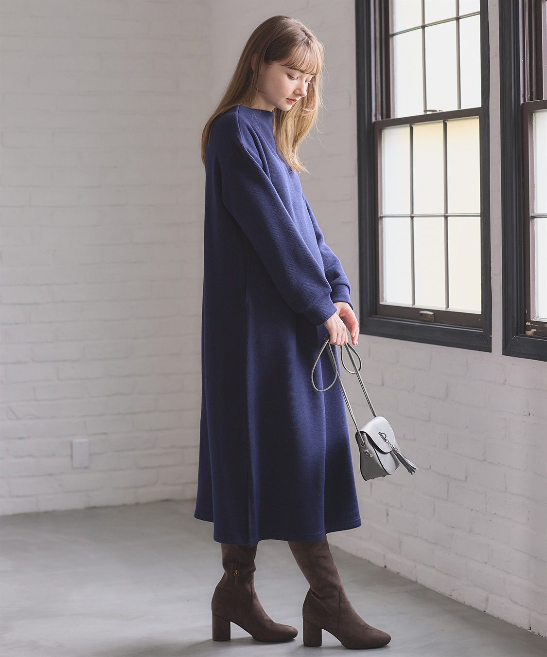 Rosemadame ニットソー裏起毛ワンピース（マタニティ/授乳服）授乳口付き 授乳楽々 妊婦服 産前・産後対応_sub_3
