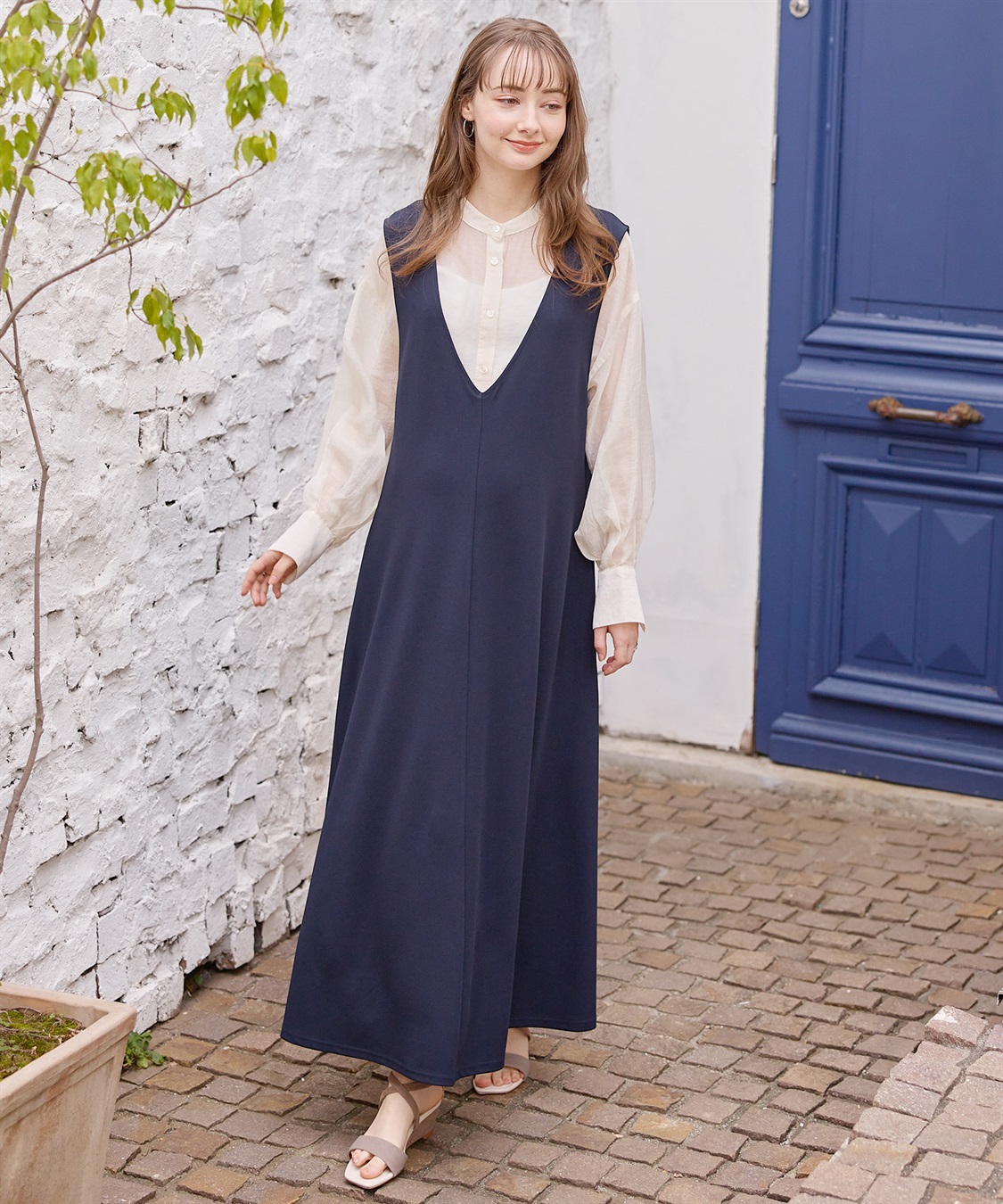 Rosemadame Vネックスムースワンピース/ジャンパースカート（マタニティ/授乳服）授乳楽々 妊婦服 産前・産後対応_sub_11