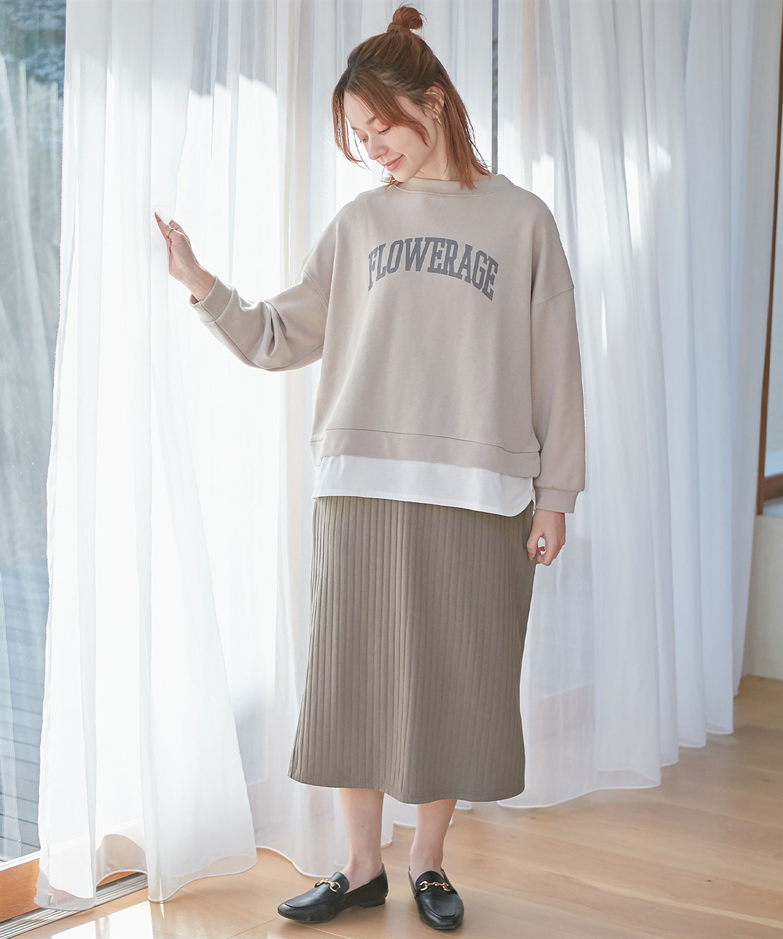 Rosemadame カレッジロゴプリント レイヤードワンピース　授乳口付き（マタニティ/授乳服）授乳楽々 妊婦服 産前・産後対応_sub_26