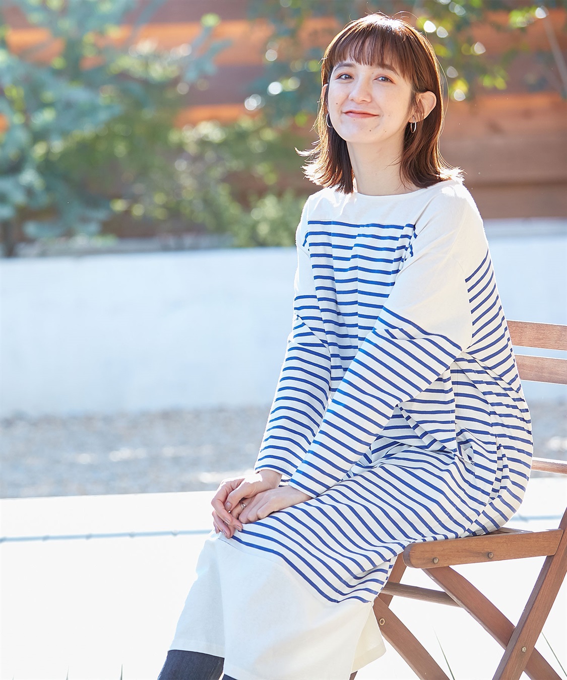 Rosemadame コットン100％ パネルボーダー/無地 長袖ワンピース（マタニティ/授乳服）授乳楽々 妊婦服 産前・産後対応_sub_10