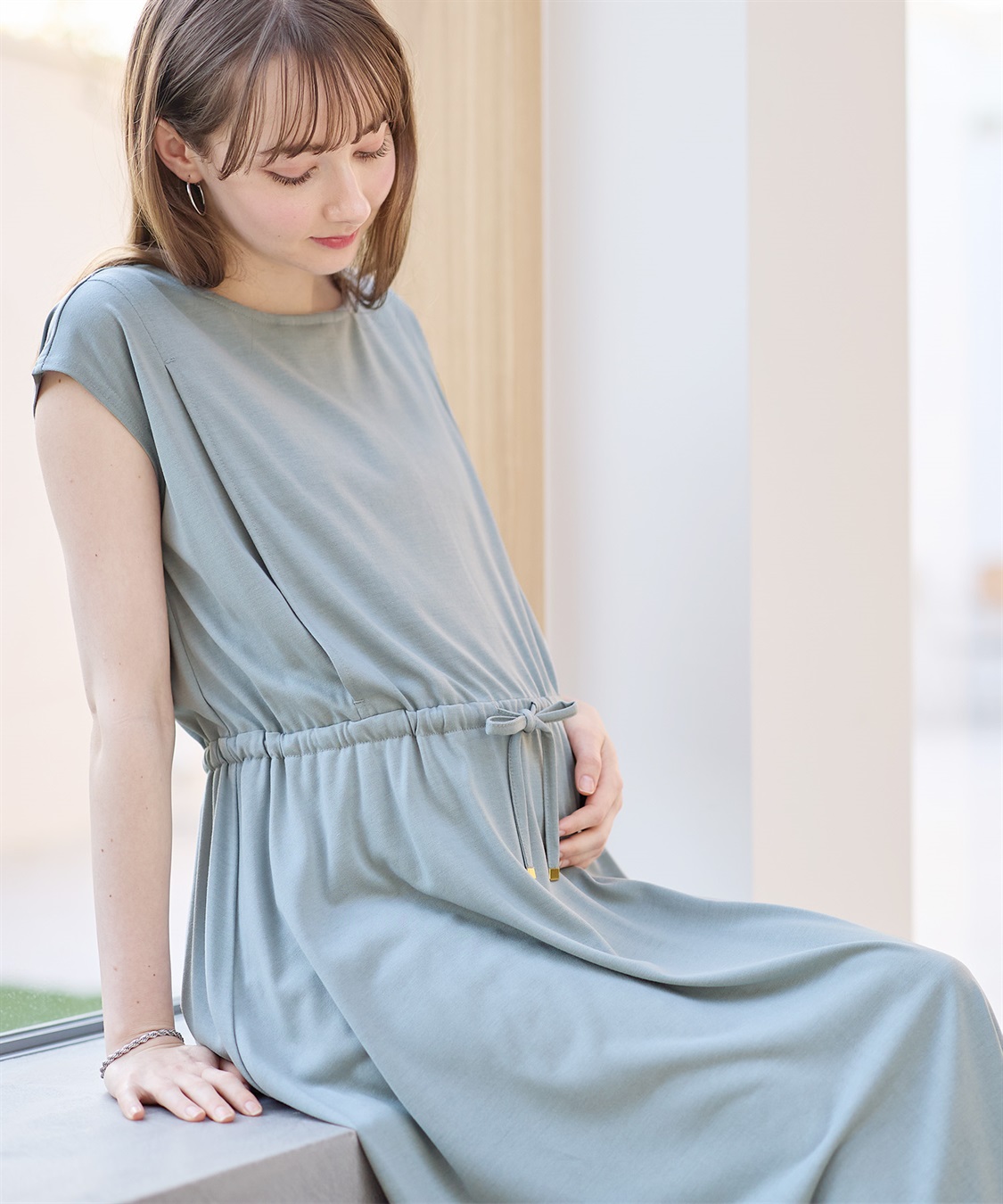 Rosemadame 汗染み防止加工ドロストワンピース （マタニティ&授乳服）_sub_1