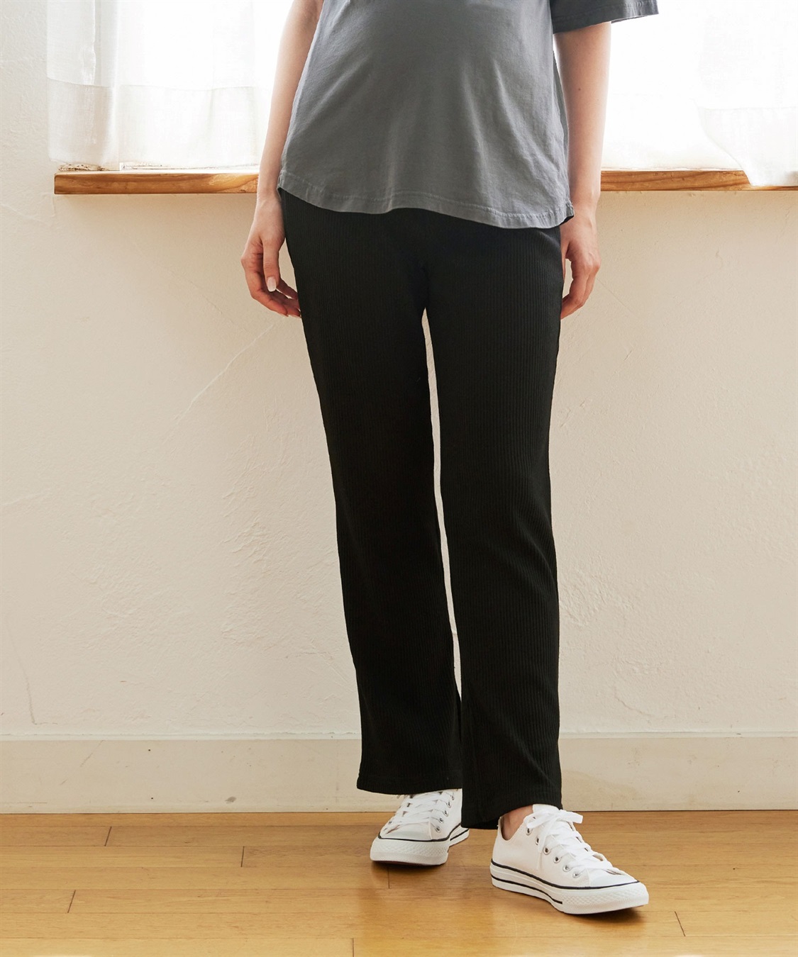 Rosemadame マタニティから産後まで  リブフレアらくちんパンツ 妊婦服 産前・産後対応（マタニティ～産後）_sub_4