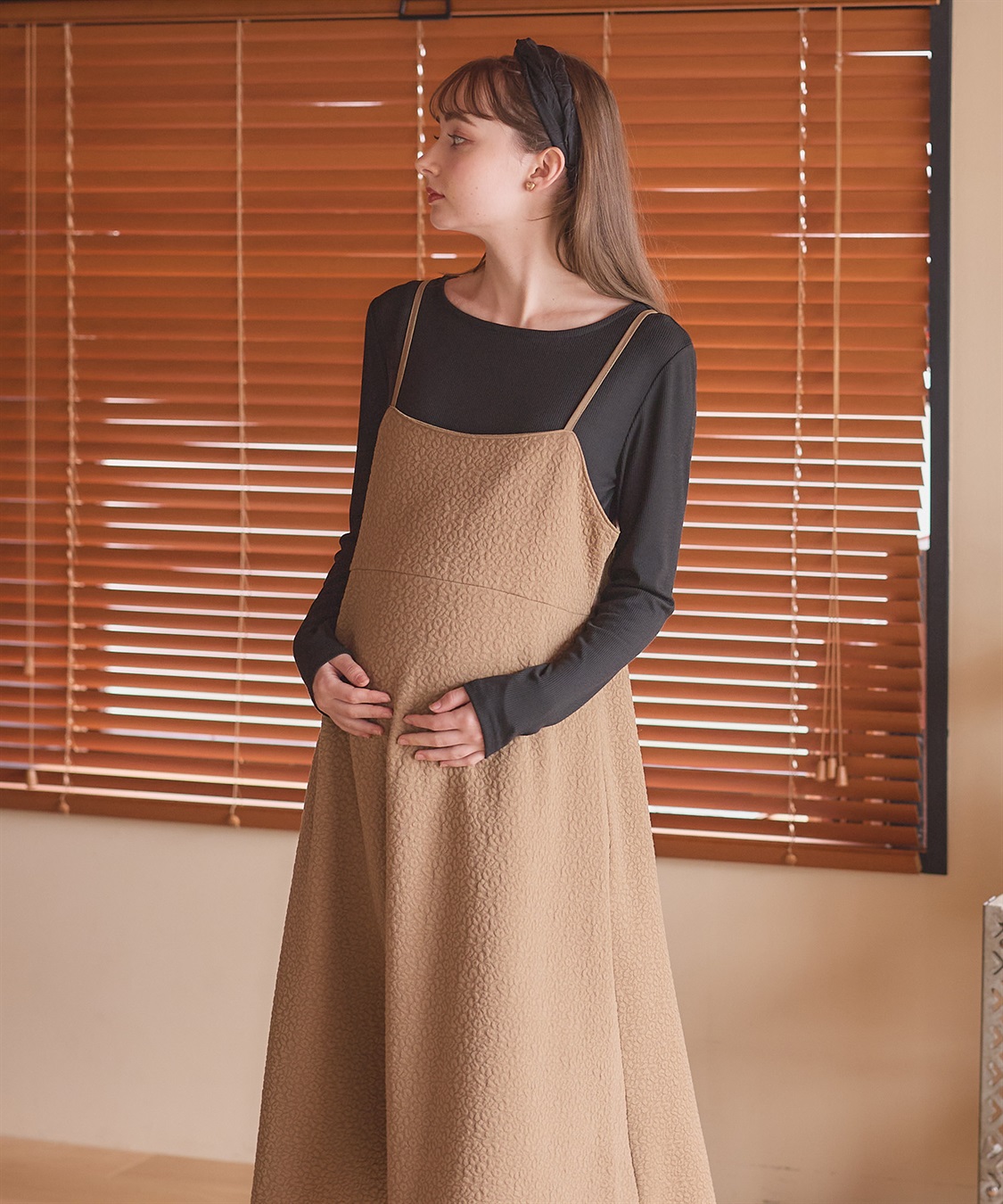 Rosemadame 【セットアイテム】ぽこぽこジャガードキャミワンピ×リブカットソー(マタニティ/授乳服）授乳楽々 妊婦服 産前・産後対応_sub_2