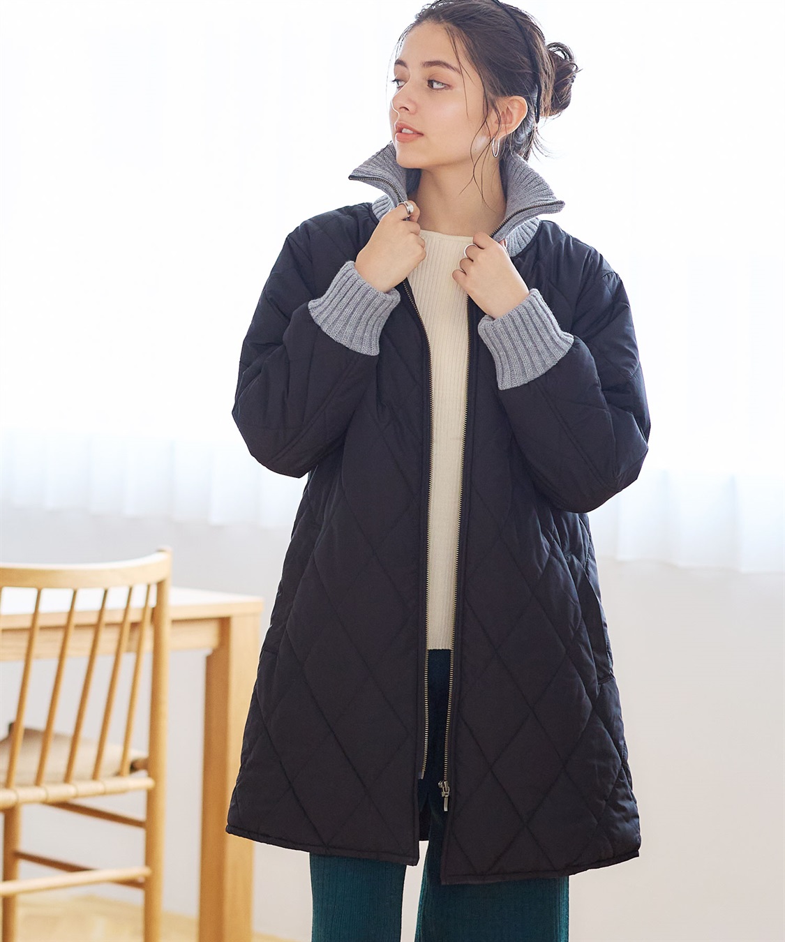 Rosemadame バイカラー キルト中わたママコート&ベビー[マタニティ&授乳服）妊婦服 産前・産後対応_sub_1