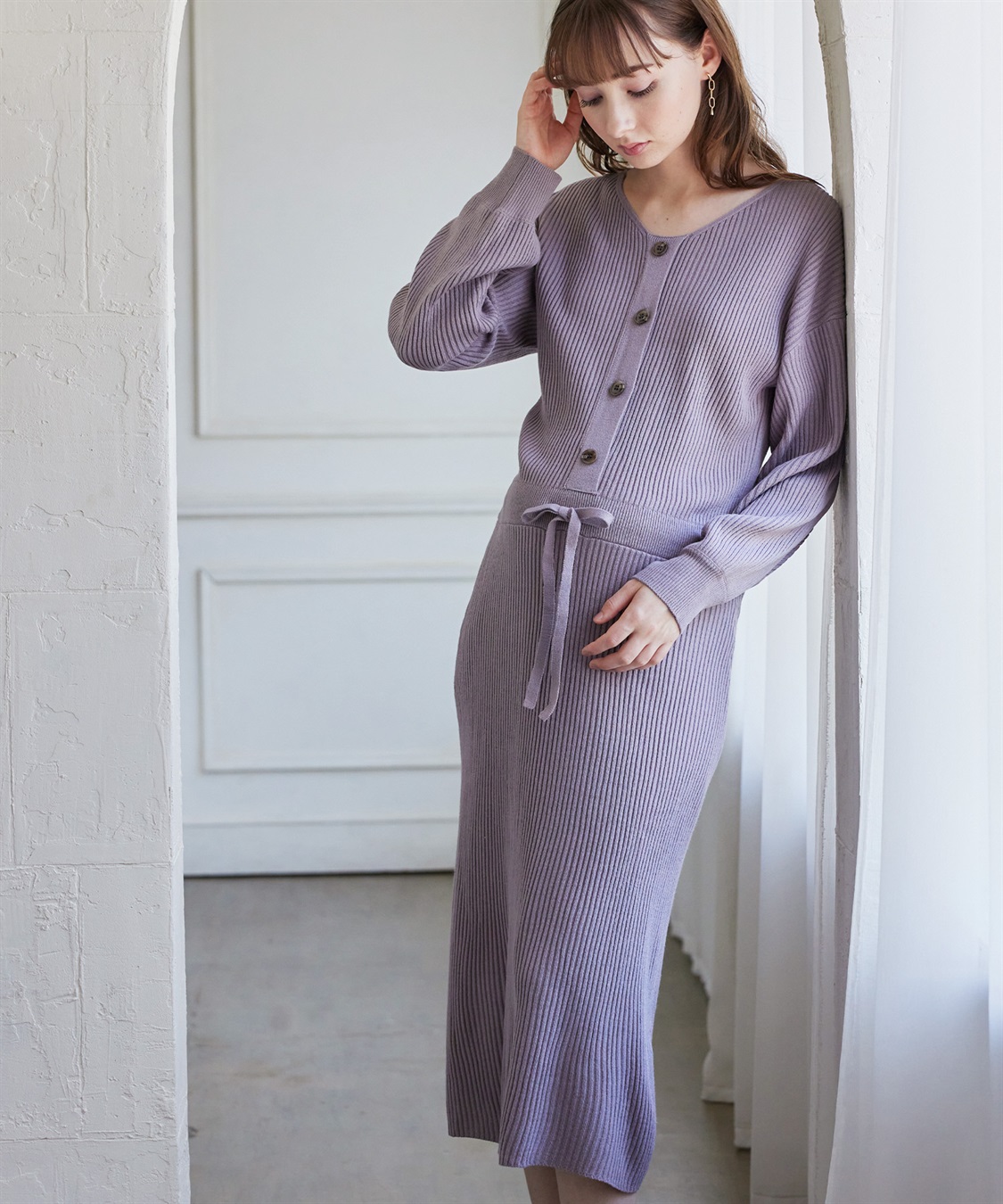 Rosemadame フロントボタンリブニットフレアワンピース(マタニティ&授乳服）授乳口付き 授乳楽々 妊婦服 産前・産後対応_sub_1