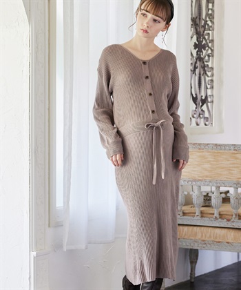 Rosemadame フロントボタンリブニットフレアワンピース(マタニティ&授乳服）授乳口付き 授乳楽々 妊婦服 産前・産後対応_subthumb_2