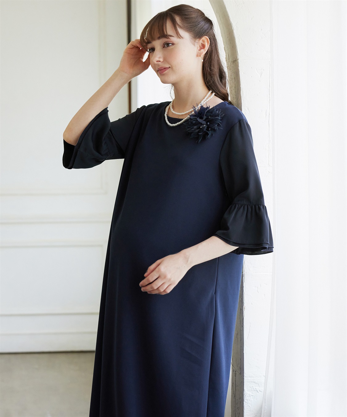 Rosemadame ジョーゼットフレアスリーブ スムースワンピースドレス(マタニティ/妊婦服 産前・産後対応・フォーマルワンピース・オケージョンドレス)_sub_7