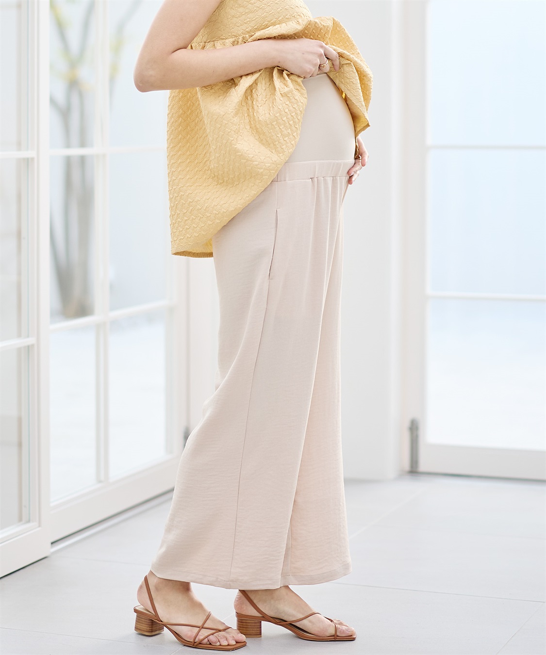 Rosemadame 【接触冷感】リネンライク ゆったりストレートパンツ（マタニティ　産前・産後対応）_sub_3