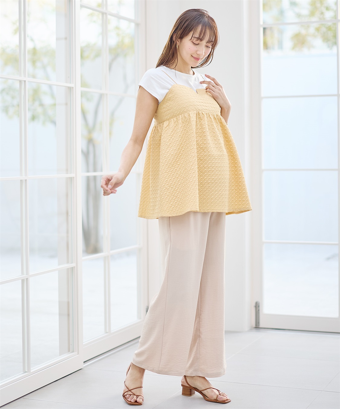 Rosemadame 【接触冷感】リネンライク ゆったりストレートパンツ（マタニティ　産前・産後対応）_sub_5