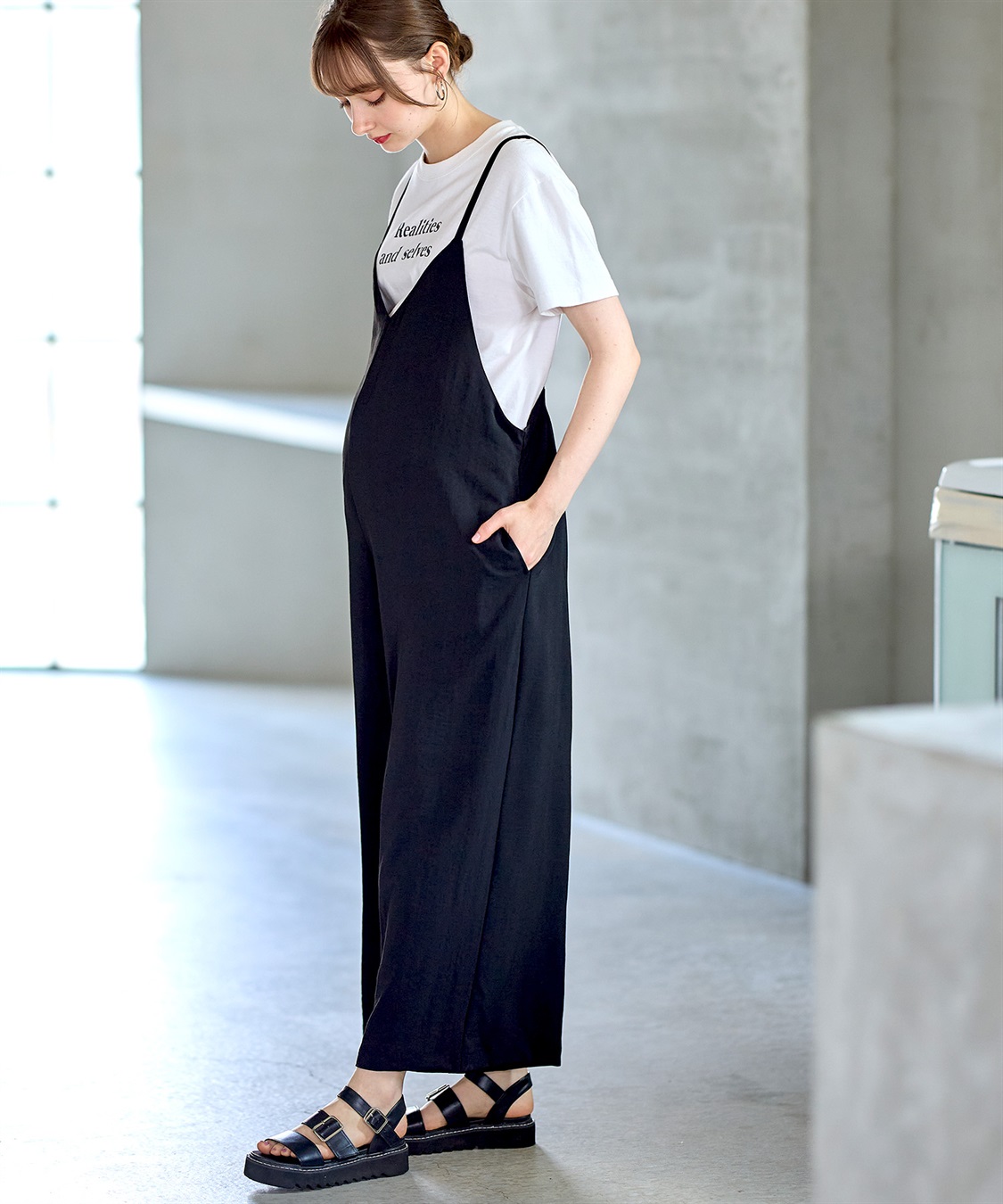 Rosemadame 【接触冷感】リネンライクゆるサロペット(産前・産後対応 マタニティ＆授乳服 ルームウェア)_sub_1