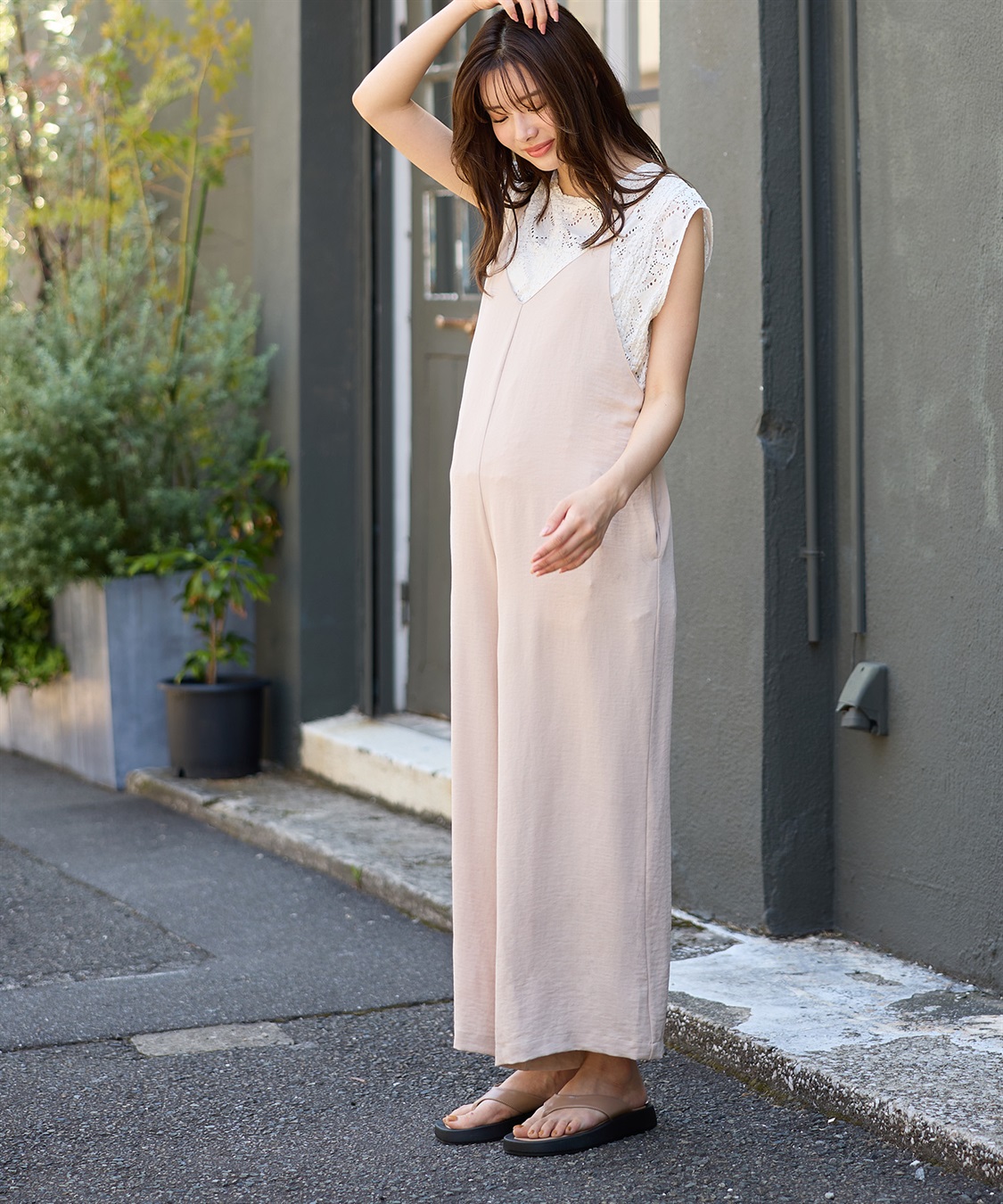 Rosemadame 【接触冷感】リネンライクゆるサロペット(産前・産後対応 マタニティ＆授乳服 ルームウェア)_sub_2