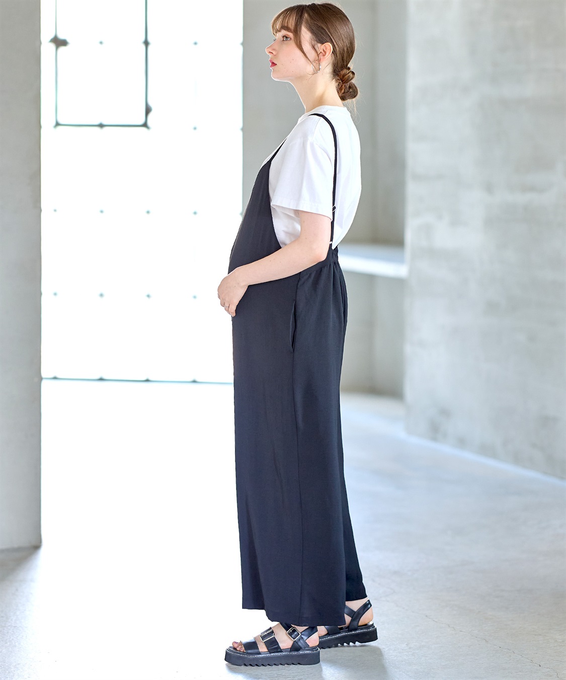 Rosemadame 【接触冷感】リネンライクゆるサロペット(産前・産後対応 マタニティ＆授乳服 ルームウェア)_sub_7