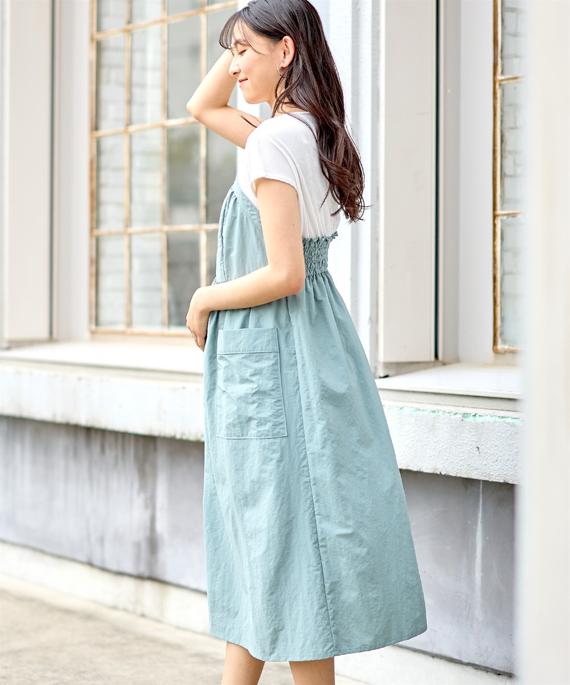 Rosemadame リングドットボタン半袖ビスチェドッキングワンピース_sub_12
