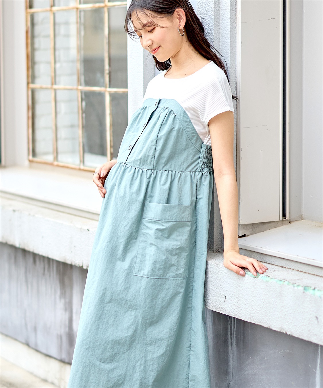 Rosemadame リングドットボタン半袖ビスチェドッキングワンピース_sub_13