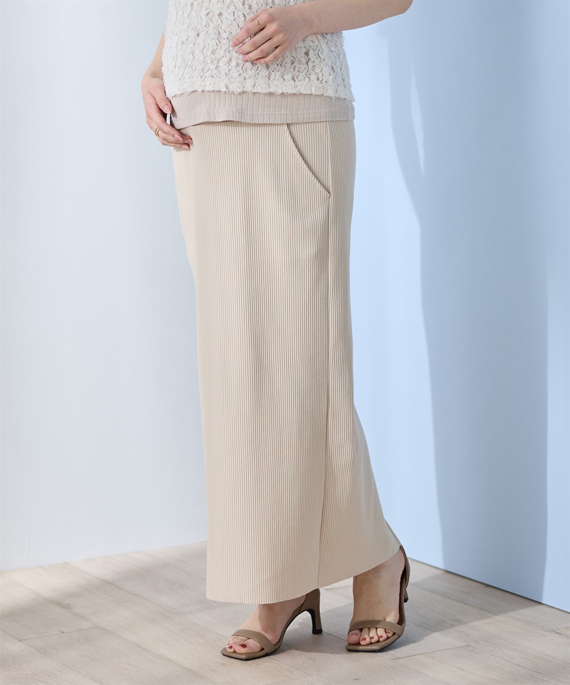 Rosemadame セルフカット リブナロースカート ロング（マタニティ~産後）妊婦服 産前・産後対応_sub_1