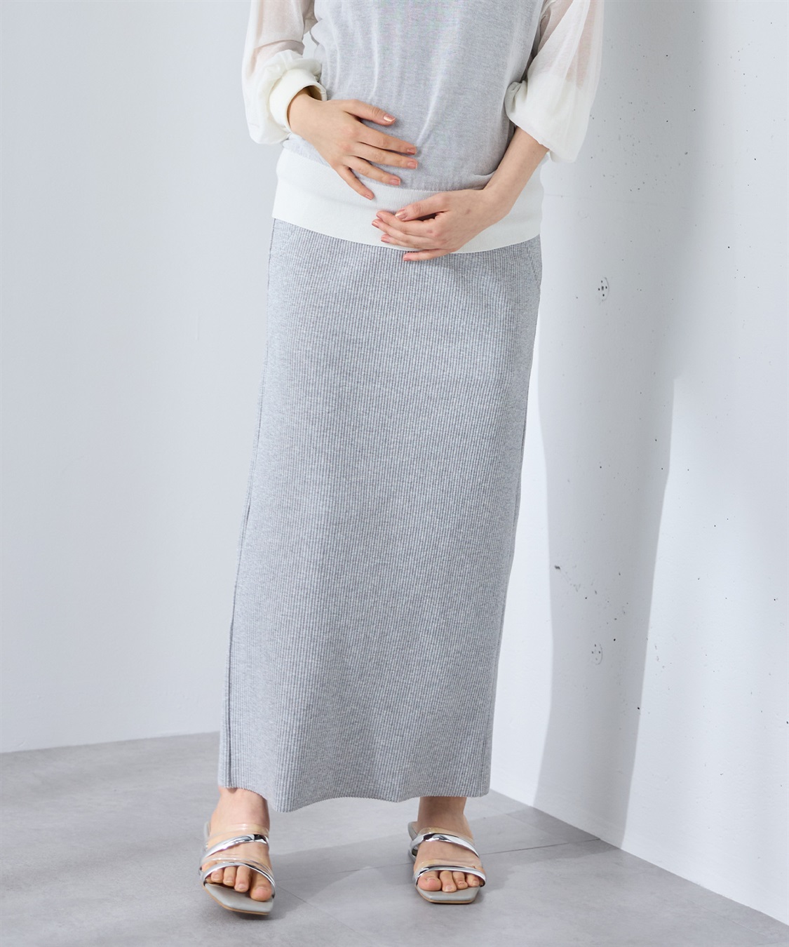 Rosemadame セルフカット リブナロースカート ロング（マタニティ~産後）妊婦服 産前・産後対応_sub_2