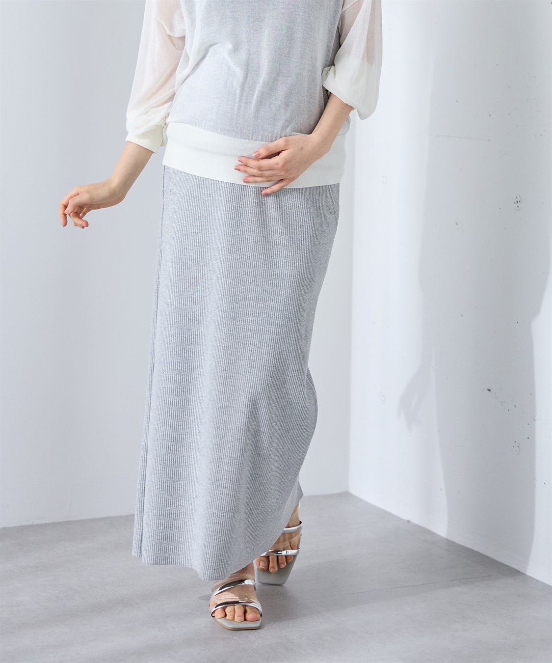 Rosemadame セルフカット リブナロースカート ロング（マタニティ~産後）妊婦服 産前・産後対応_sub_19