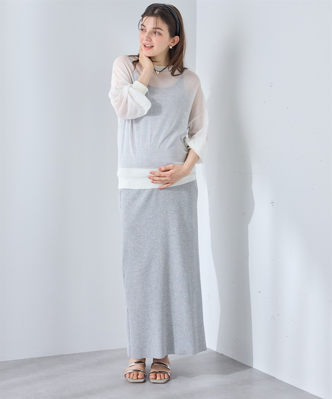 Rosemadame セルフカット リブナロースカート ロング（マタニティ~産後）妊婦服 産前・産後対応_sub_21
