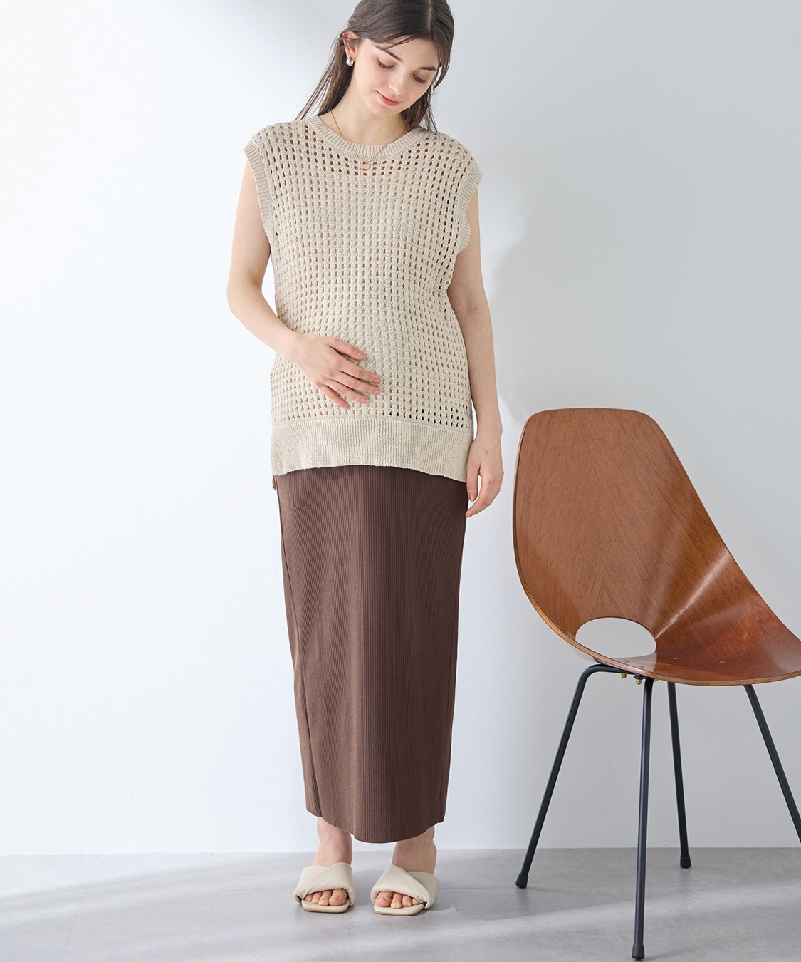 Rosemadame セルフカット リブナロースカート ロング（マタニティ~産後）妊婦服 産前・産後対応_sub_25