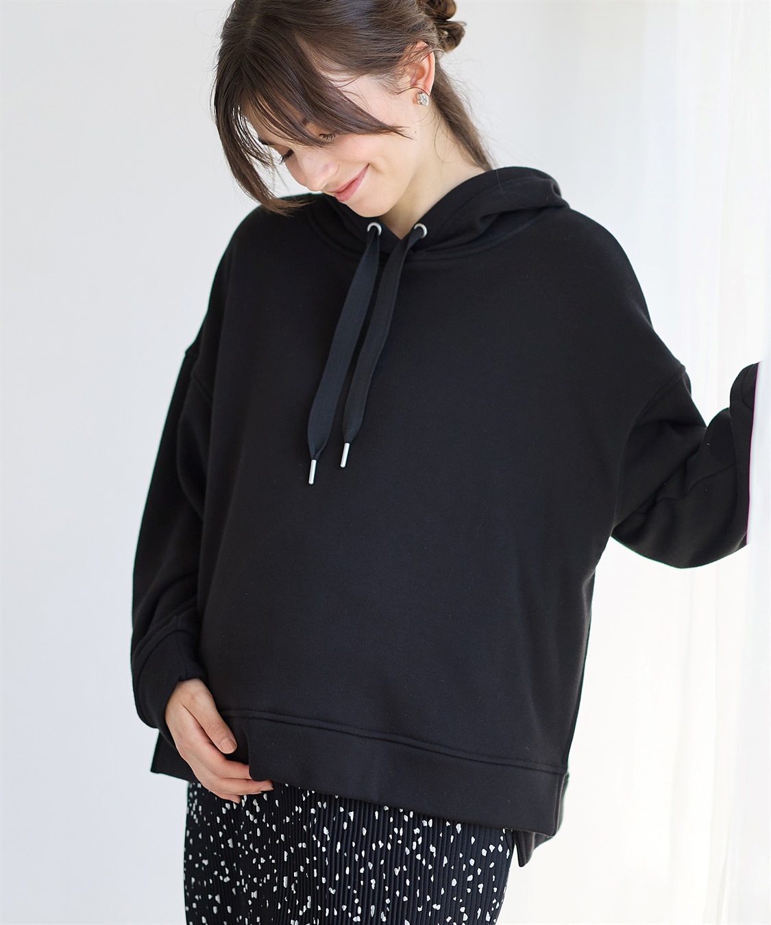 Rosemadame 裏シャギーボンディング授乳パーカー(マタニティ/授乳服）授乳口付き 授乳楽々 妊婦服 産前・産後対応_sub_4