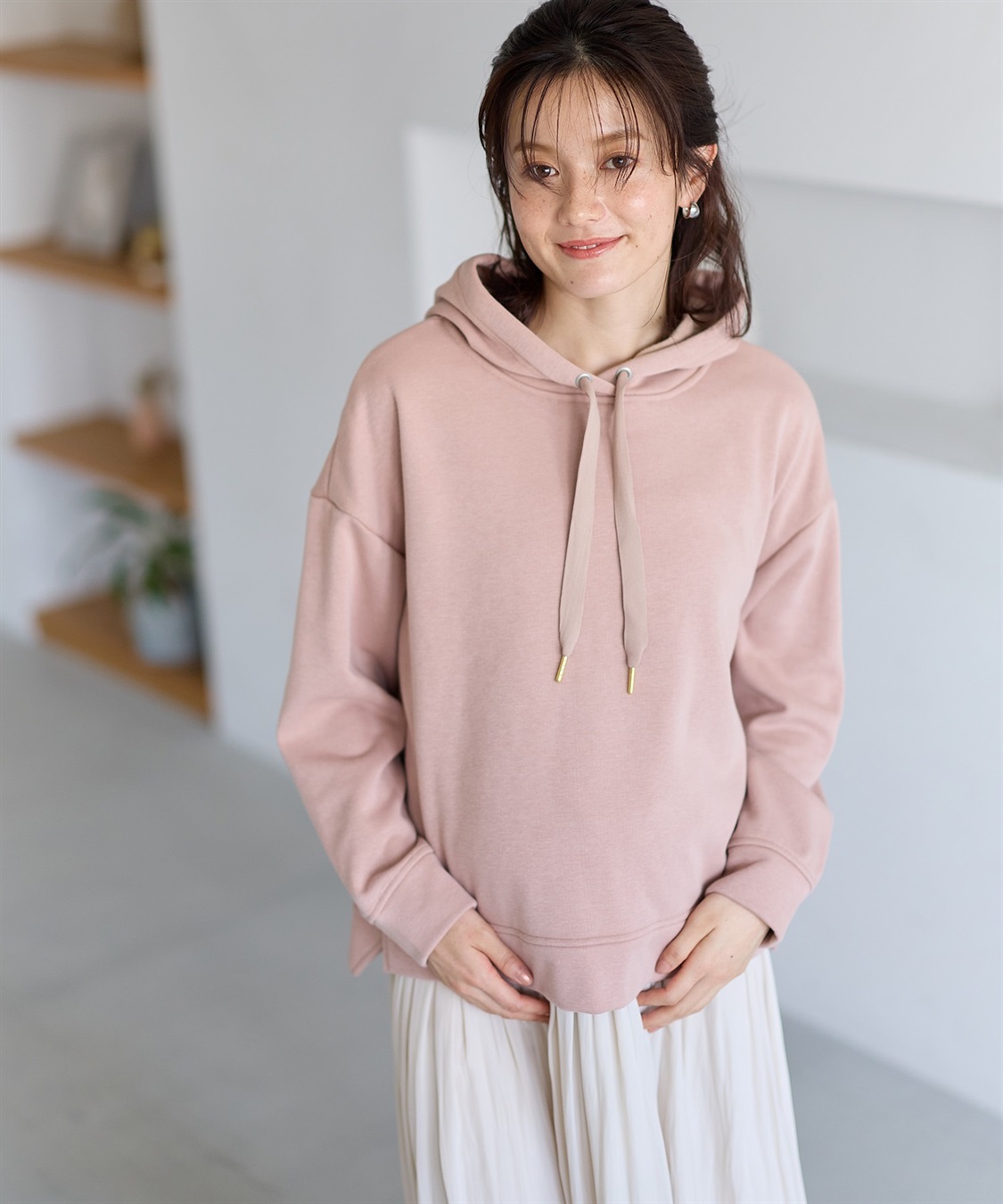 Rosemadame 裏シャギーボンディング授乳パーカー(マタニティ/授乳服）授乳口付き 授乳楽々 妊婦服 産前・産後対応_sub_6