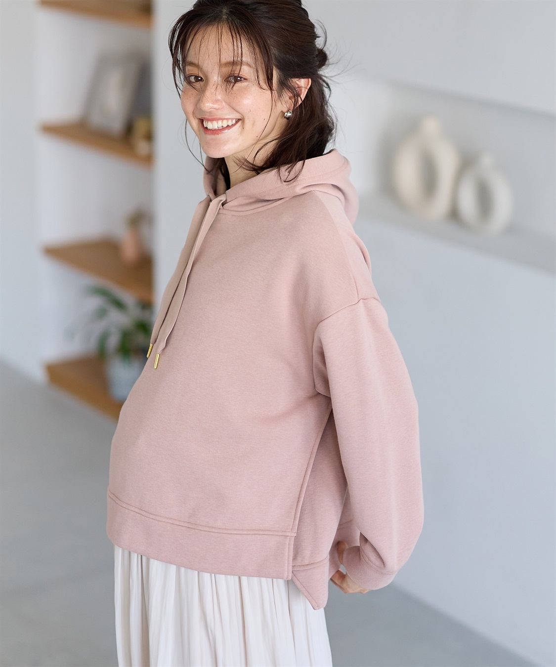 Rosemadame 裏シャギーボンディング授乳パーカー(マタニティ/授乳服）授乳口付き 授乳楽々 妊婦服 産前・産後対応_sub_7