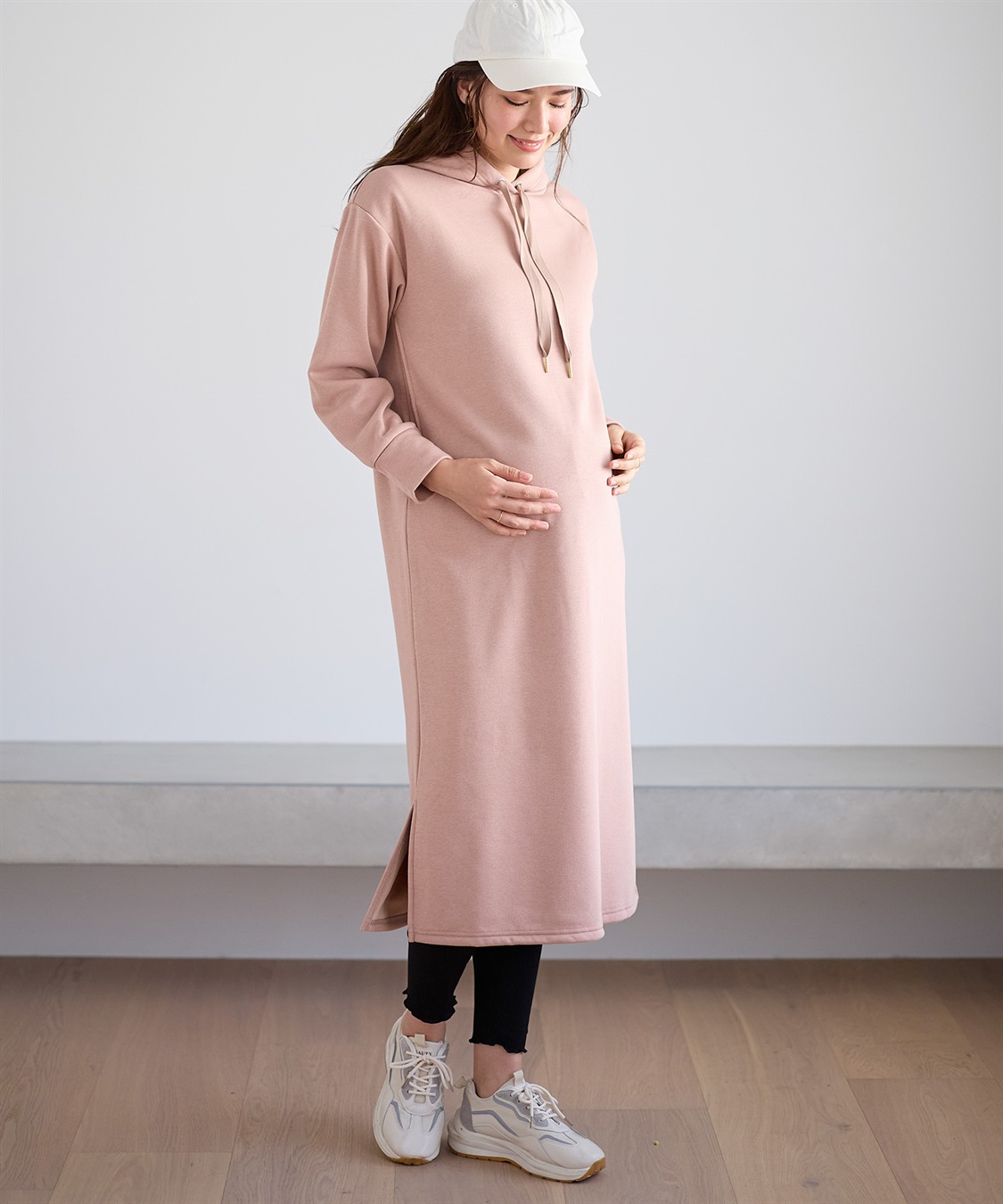 Rosemadame 裏シャギーふわもちボンディングパーカーワンピース（マタニティ/授乳服）授乳楽々 妊婦服 産前・産後対応_sub_1