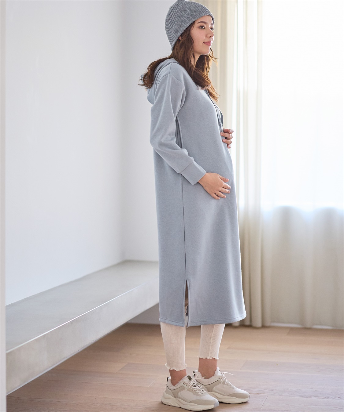 Rosemadame 裏シャギーふわもちボンディングパーカーワンピース（マタニティ/授乳服）授乳楽々 妊婦服 産前・産後対応_sub_13