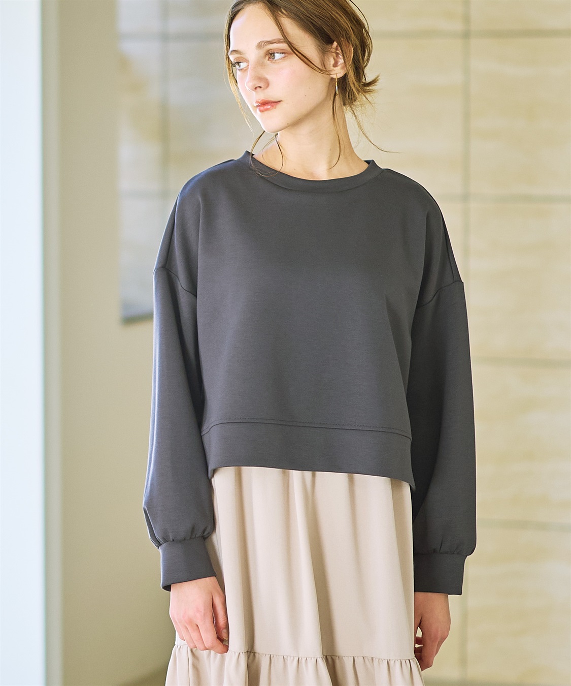 Rosemadame ダンボールプルオーバー×ティアードスカートドッキングワンピース(マタニティ&授乳服）授乳口付き 授乳楽々 妊婦服 産前・産後対応_sub_6