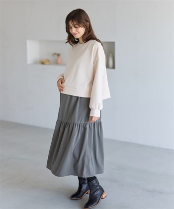 Rosemadame ダンボールプルオーバー×ティアードスカートドッキングワンピース(マタニティ&授乳服）授乳口付き 授乳楽々 妊婦服 産前・産後対応_subthumb_9
