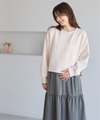 Rosemadame ダンボールプルオーバー×ティアードスカートドッキングワンピース(マタニティ&授乳服）授乳口付き 授乳楽々 妊婦服 産前・産後対応_subthumb_10