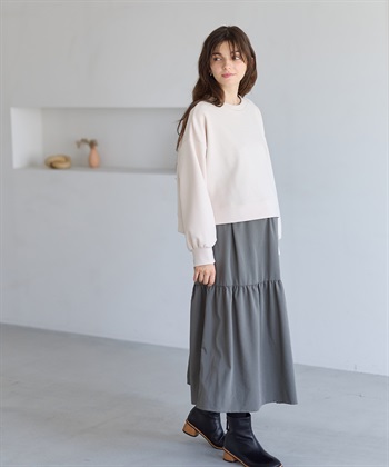 Rosemadame ダンボールプルオーバー×ティアードスカートドッキングワンピース(マタニティ&授乳服）授乳口付き 授乳楽々 妊婦服 産前・産後対応_subthumb_13