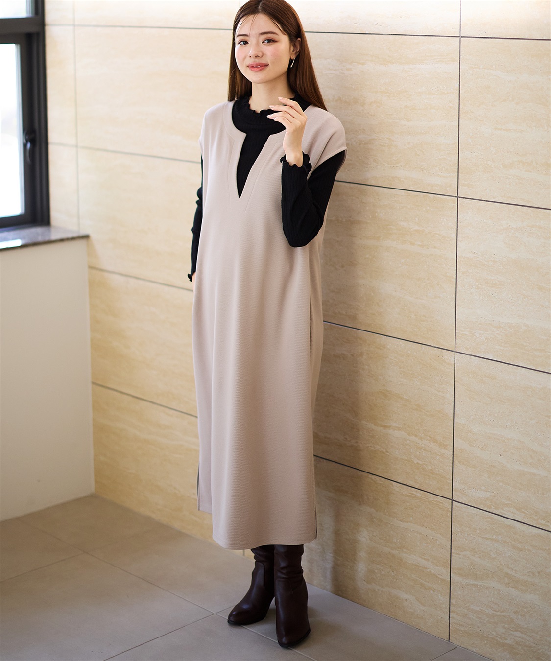 Rosemadame リブニットソー×ニットカルゼワンピースセット(マタニティ&授乳服）妊婦服 産前・産後対応_sub_5
