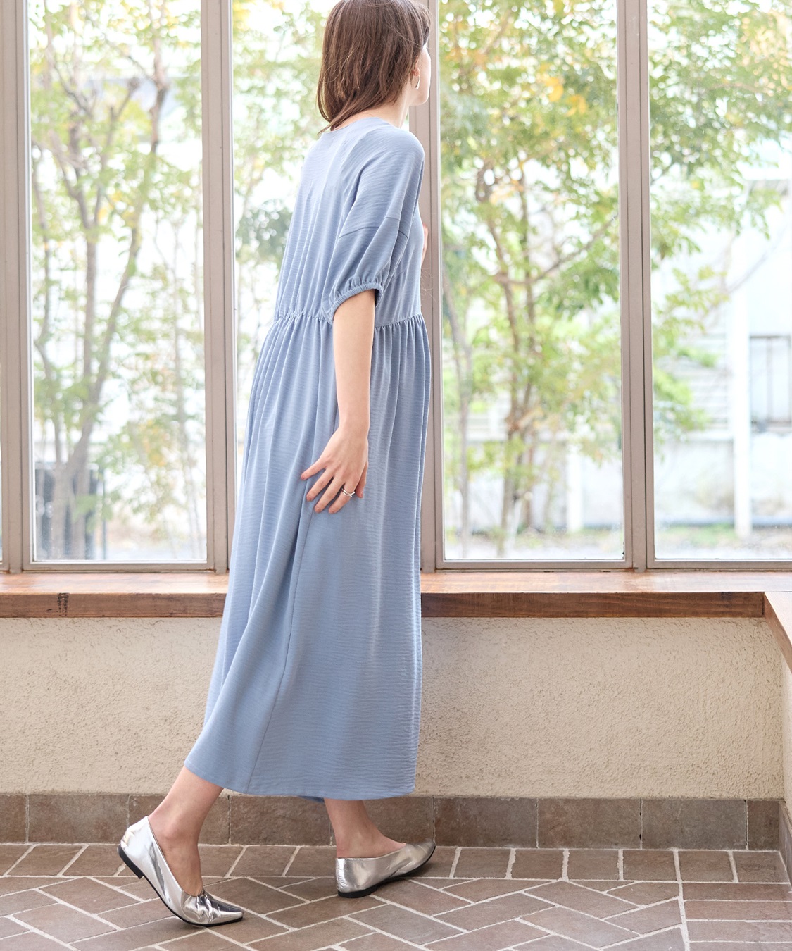 Rosemadame 接触冷感麻調合繊袖ボリュームワンピ_sub_9