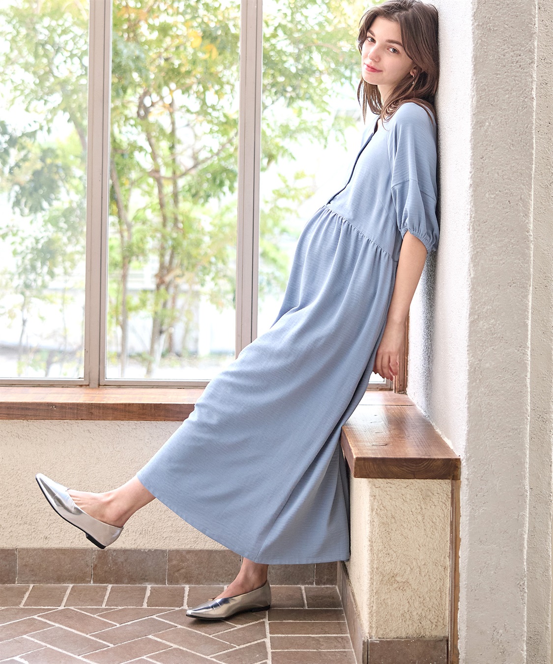Rosemadame 接触冷感麻調合繊袖ボリュームワンピ_sub_10