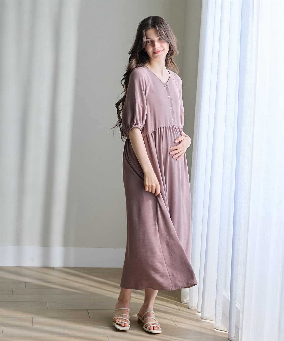 Rosemadame 接触冷感麻調合繊袖ボリュームワンピ_sub_11