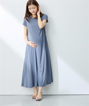 Rosemadame 【接触冷感】スムースAラインワンピース（マタニティ/授乳服）授乳口付き 授乳楽々 妊婦服 産前・産後対応_subthumb_2