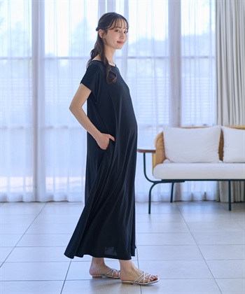 Rosemadame 【接触冷感】スムースAラインワンピース（マタニティ/授乳服）授乳口付き 授乳楽々 妊婦服 産前・産後対応_subthumb_18