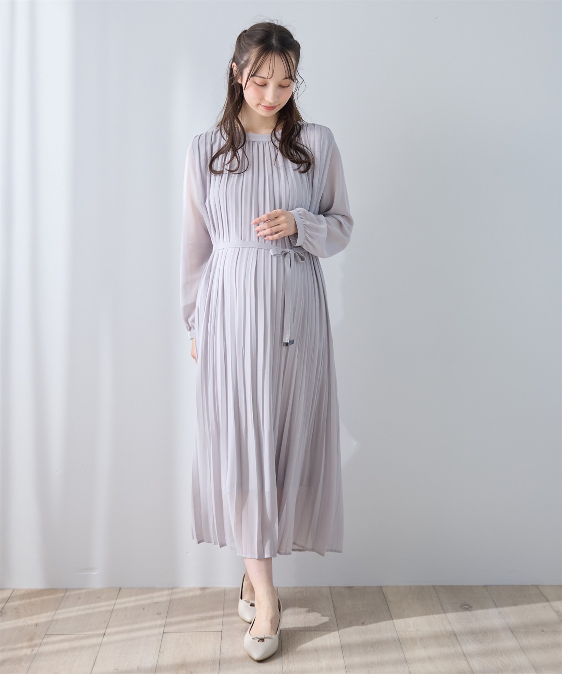 Rosemadame 梨地シフォンプリーツ オケージョンワンピース（マタニティ/授乳服）授乳口付き 授乳楽々 妊婦服 産前・産後対応_sub_11