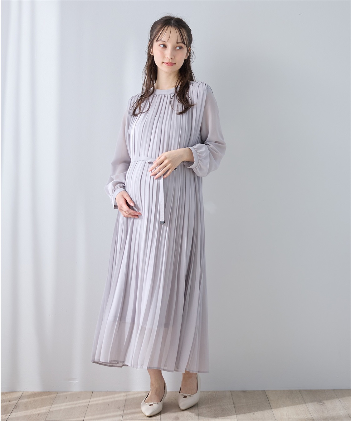 Rosemadame 梨地シフォンプリーツ オケージョンワンピース（マタニティ/授乳服）授乳口付き 授乳楽々 妊婦服 産前・産後対応_sub_12