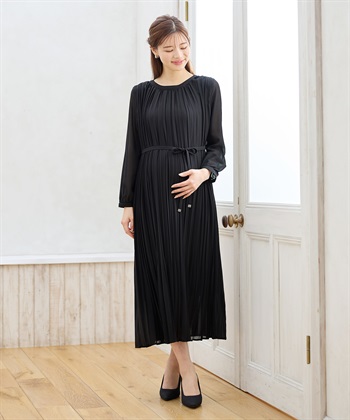 Rosemadame 梨地シフォンプリーツ オケージョンワンピース（マタニティ/授乳服）授乳口付き 授乳楽々 妊婦服 産前・産後対応_subthumb_17