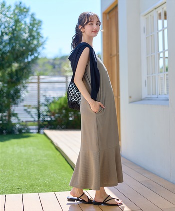 Rosemadame ランダムテレコ ノースリーブワンピース（マタニティ/授乳服）授乳口付き 授乳楽々 妊婦服 産前・産後対応_subthumb_2
