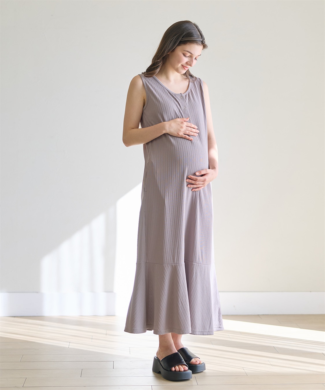 Rosemadame ランダムテレコ ノースリーブワンピース（マタニティ/授乳服）授乳口付き 授乳楽々 妊婦服 産前・産後対応_sub_11