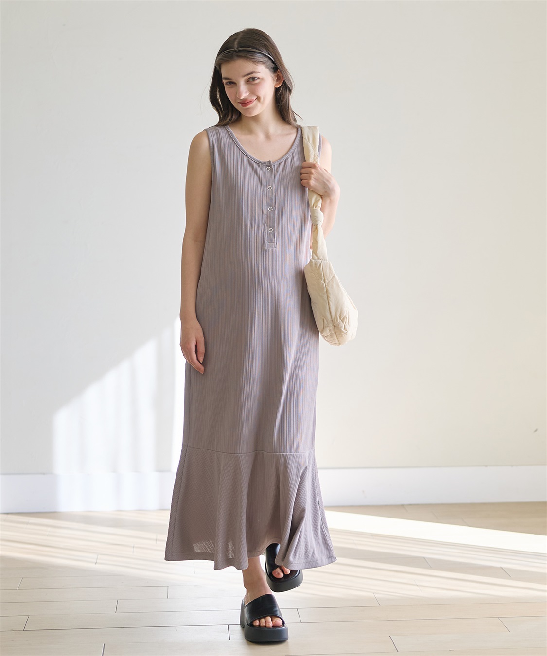Rosemadame ランダムテレコ ノースリーブワンピース（マタニティ/授乳服）授乳口付き 授乳楽々 妊婦服 産前・産後対応_sub_13