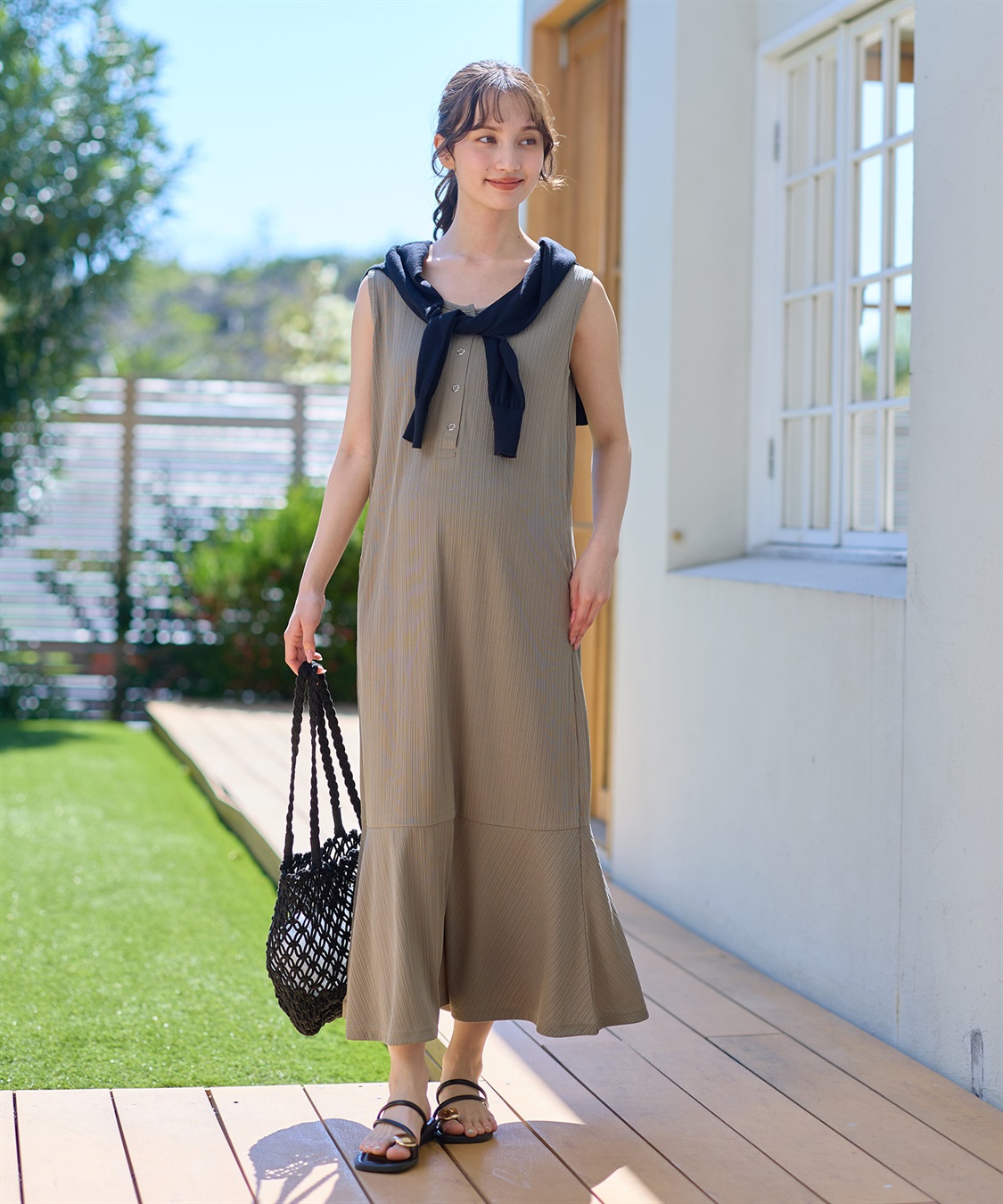Rosemadame ランダムテレコ ノースリーブワンピース（マタニティ/授乳服）授乳口付き 授乳楽々 妊婦服 産前・産後対応_sub_17